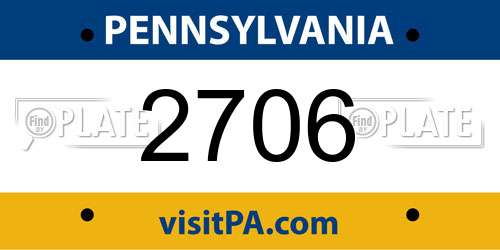 2706 Pennsylvania License Plate