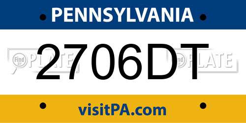 2706DT Pennsylvania License Plate