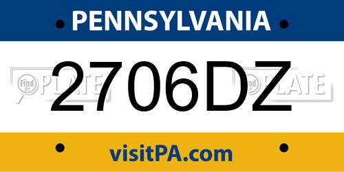 2706DZ Pennsylvania License Plate
