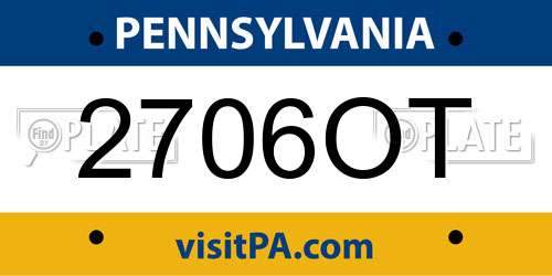 2706OT Pennsylvania License Plate