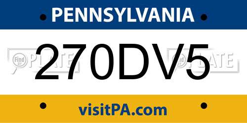 270DV5 Pennsylvania License Plate