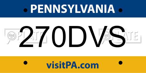 270DVS Pennsylvania License Plate