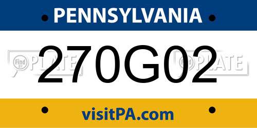 270G02 Pennsylvania License Plate