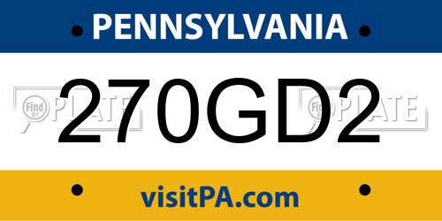 270GD2 Pennsylvania License Plate