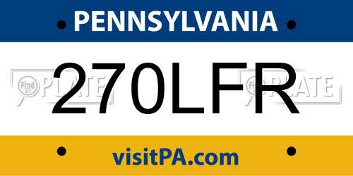 270LFR Pennsylvania License Plate
