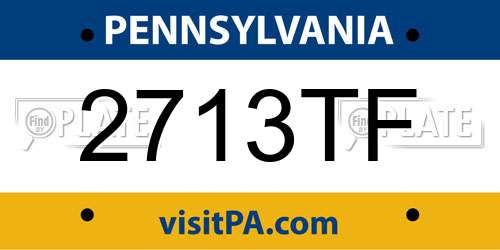 2713TF Pennsylvania License Plate