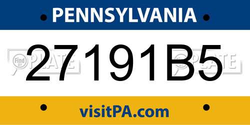 27191B5 Pennsylvania License Plate