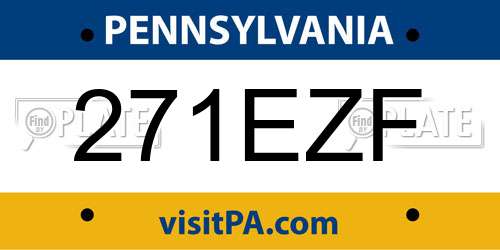 271EZF Pennsylvania License Plate