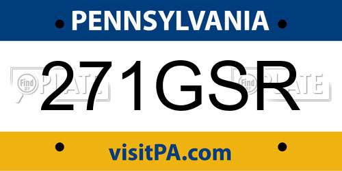 271GSR Pennsylvania License Plate