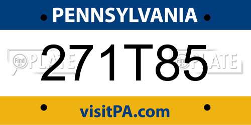 271T85 Pennsylvania License Plate