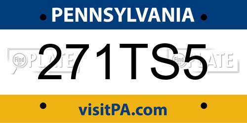 271TS5 Pennsylvania License Plate