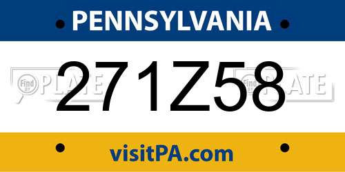 271Z58 Pennsylvania License Plate