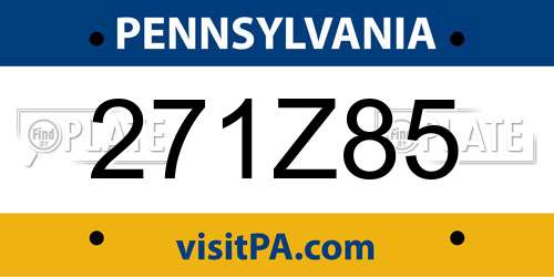 271Z85 Pennsylvania License Plate