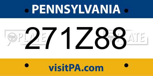 271Z88 Pennsylvania License Plate