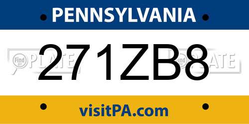 271ZB8 Pennsylvania License Plate