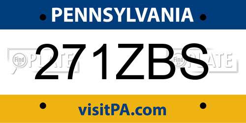 271ZBS Pennsylvania License Plate