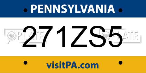 271ZS5 Pennsylvania License Plate