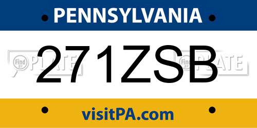 271ZSB Pennsylvania License Plate