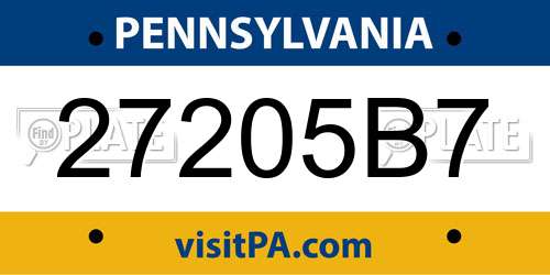 27205B7 Pennsylvania License Plate