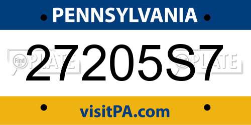 27205S7 Pennsylvania License Plate