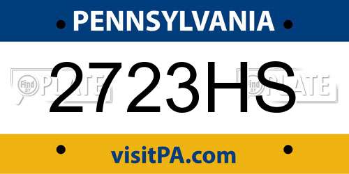 2723HS Pennsylvania License Plate