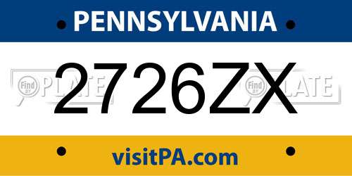 2726ZX Pennsylvania License Plate