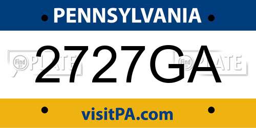 2727GA Pennsylvania License Plate