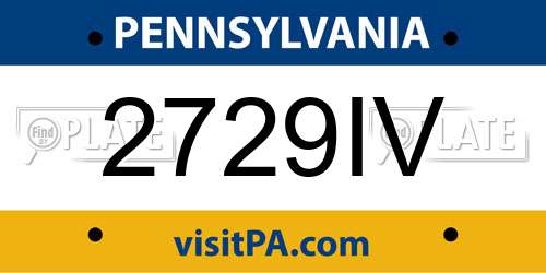2729IV Pennsylvania License Plate
