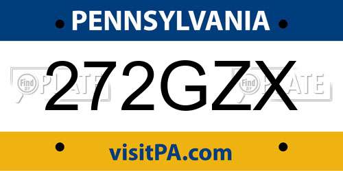 272GZX Pennsylvania License Plate
