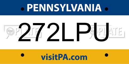 272LPU Pennsylvania License Plate