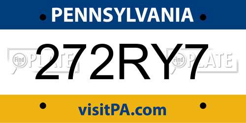 272RY7 Pennsylvania License Plate