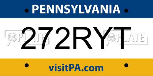 272RYT Pennsylvania License Plate