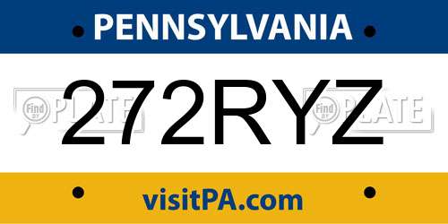 272RYZ Pennsylvania License Plate