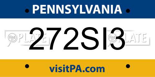 272SI3 Pennsylvania License Plate