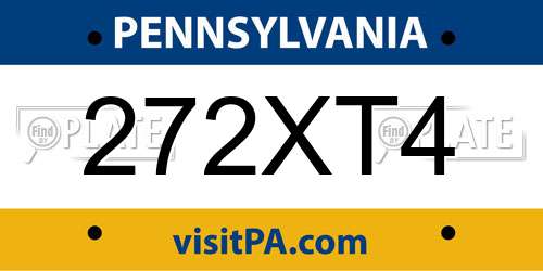 272XT4 Pennsylvania License Plate