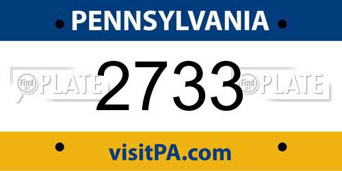2733 Pennsylvania License Plate