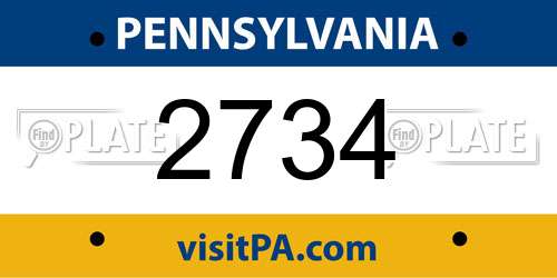 2734 Pennsylvania License Plate