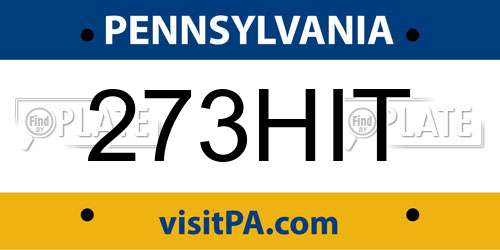 273HIT Pennsylvania License Plate