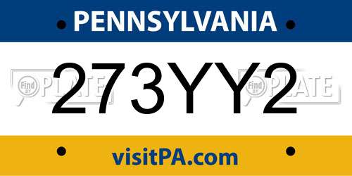 273YY2 Pennsylvania License Plate