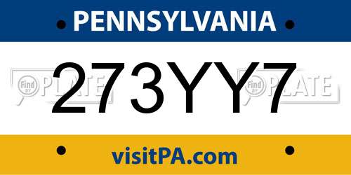 273YY7 Pennsylvania License Plate