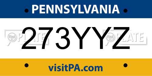 273YYZ Pennsylvania License Plate