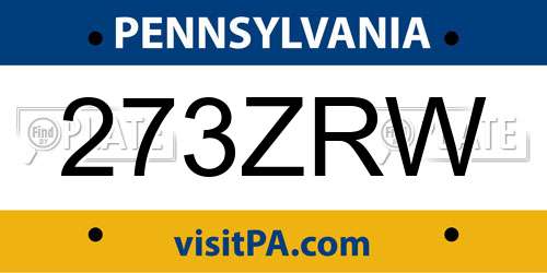 273ZRW Pennsylvania License Plate