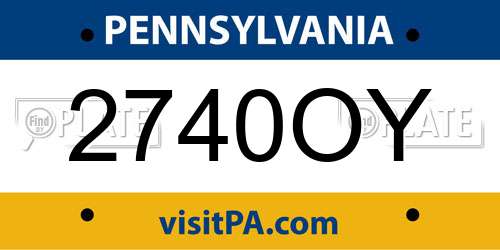 2740OY Pennsylvania License Plate