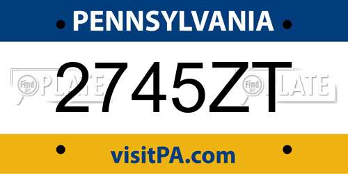 2745ZT Pennsylvania License Plate