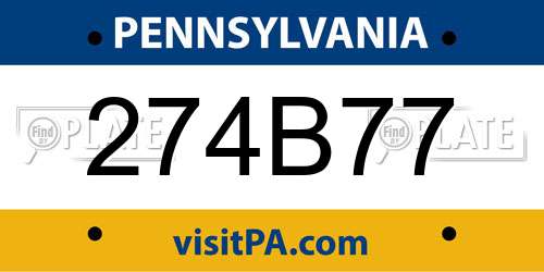 274B77 Pennsylvania License Plate