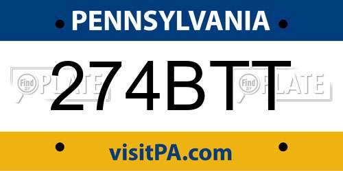 274BTT Pennsylvania License Plate