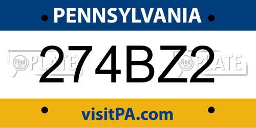 274BZ2 Pennsylvania License Plate