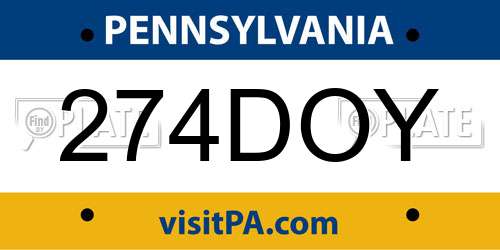 274DOY Pennsylvania License Plate