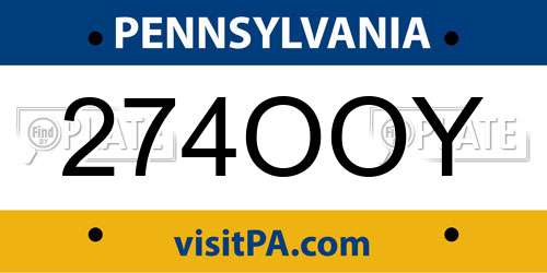 274OOY Pennsylvania License Plate