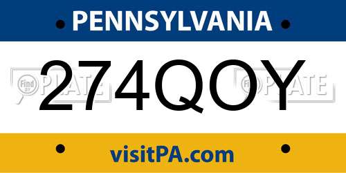 274QOY Pennsylvania License Plate